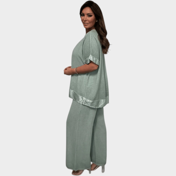 Relaxed V-Neck Two-Piece Set