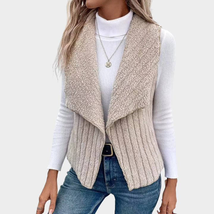 Textured Open-Front Layering Vest