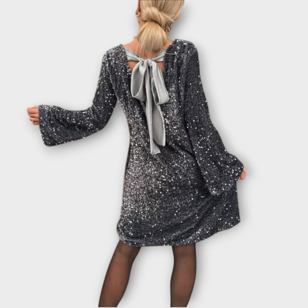Sequin Bell-Sleeve Party Dress