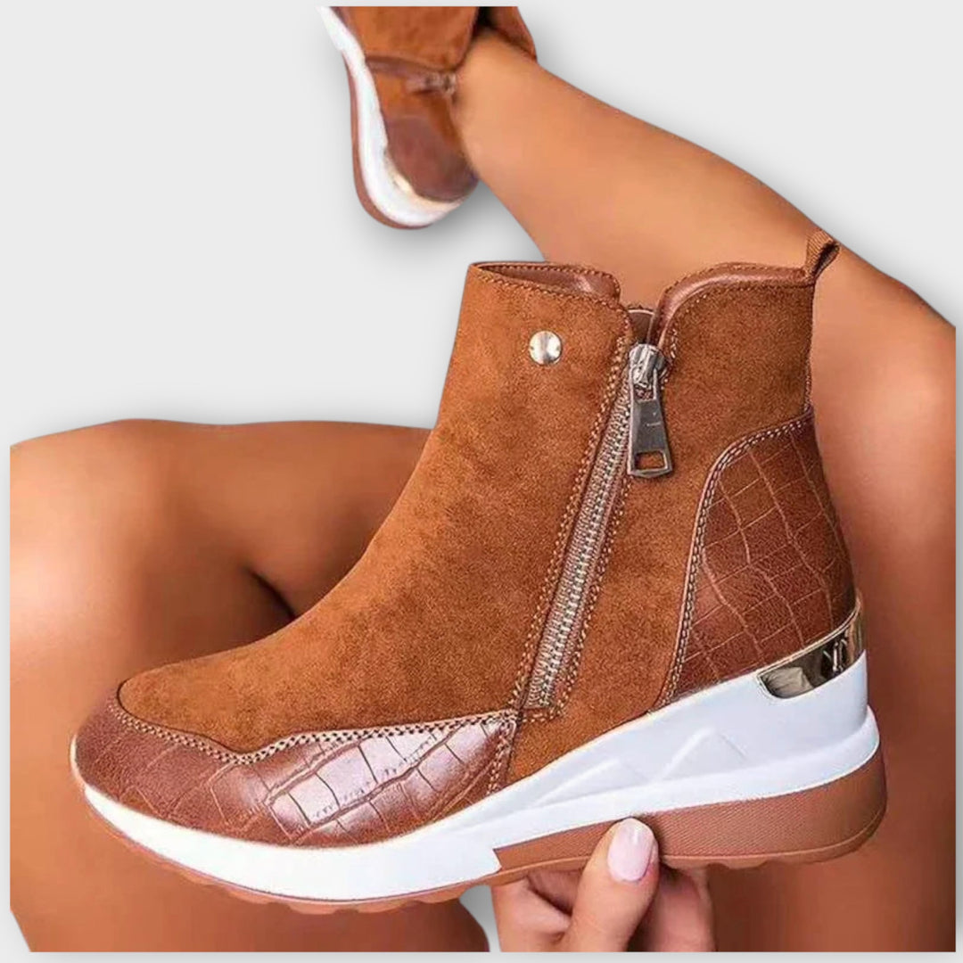 Wedge Sole Zip Ankle Sneakers