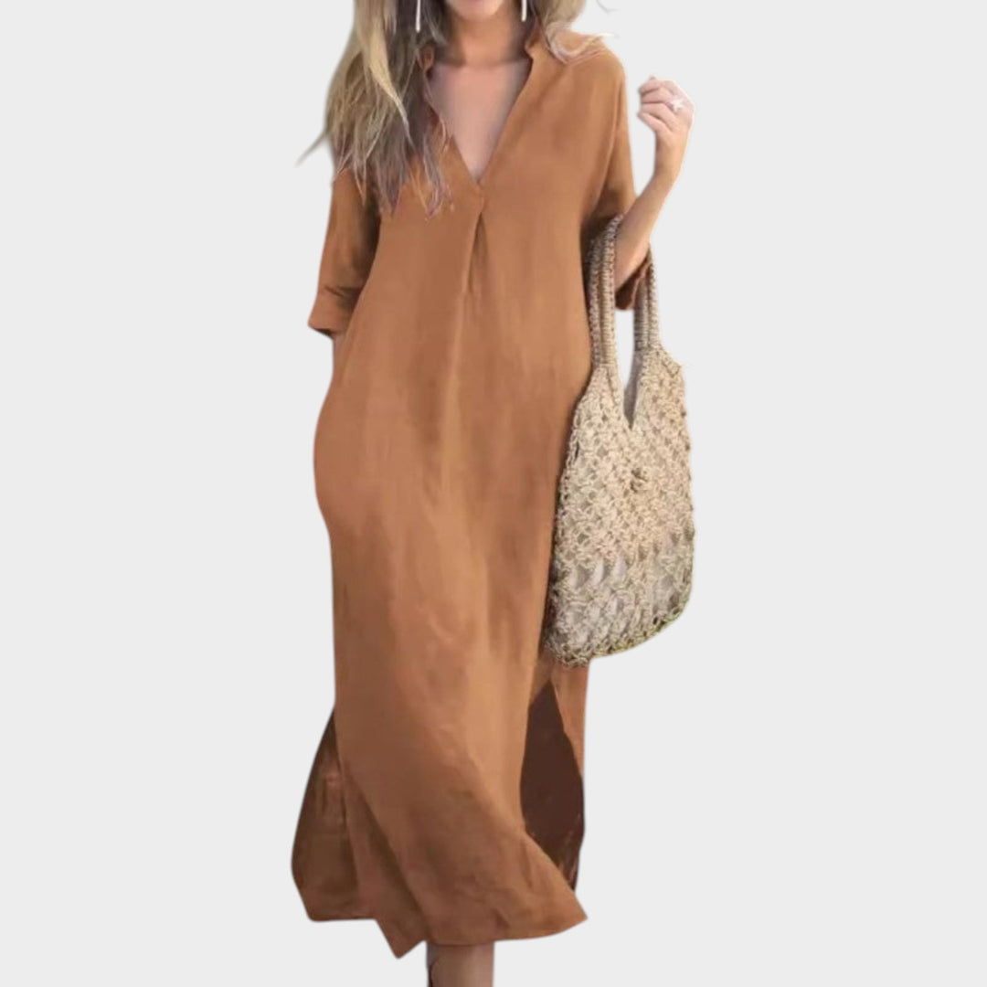 Relaxed V-Neck Maxi Dress
