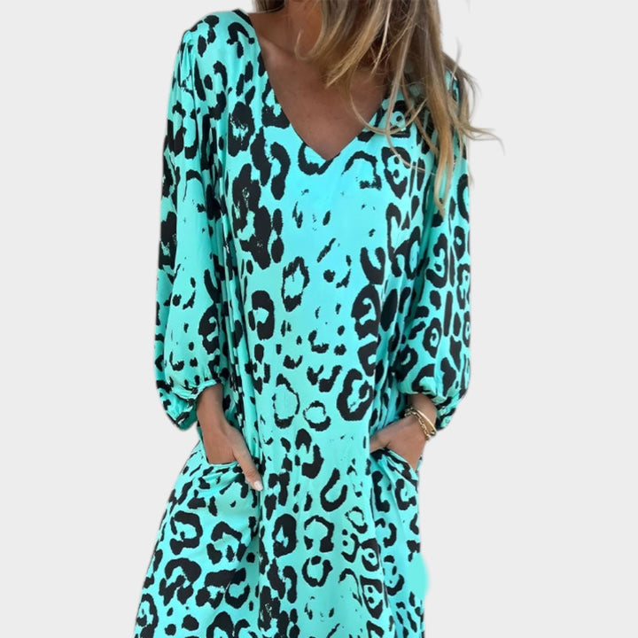 Animal Print V-Neck Maxi Dress