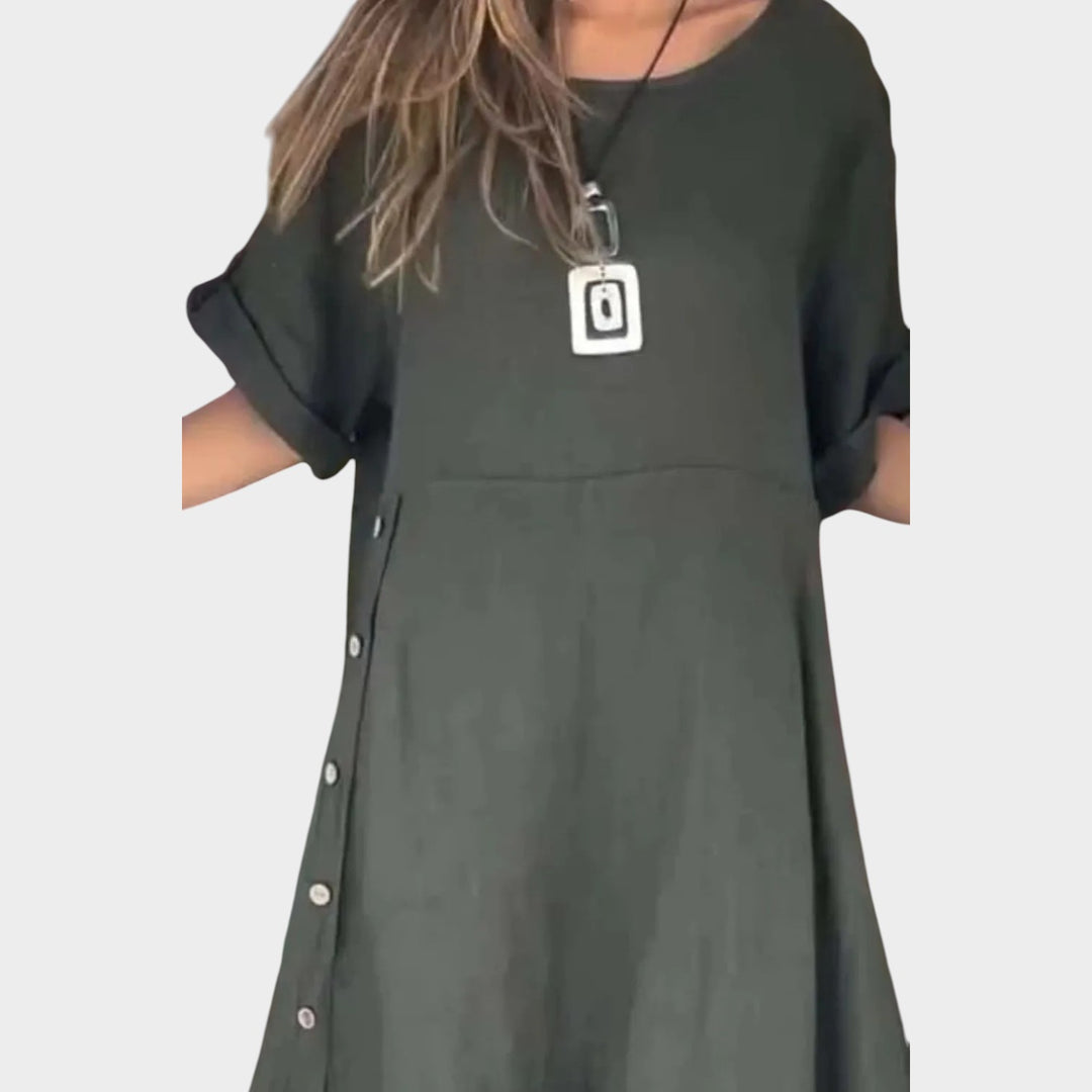 Relaxed Button‑Detail Maxi Dress