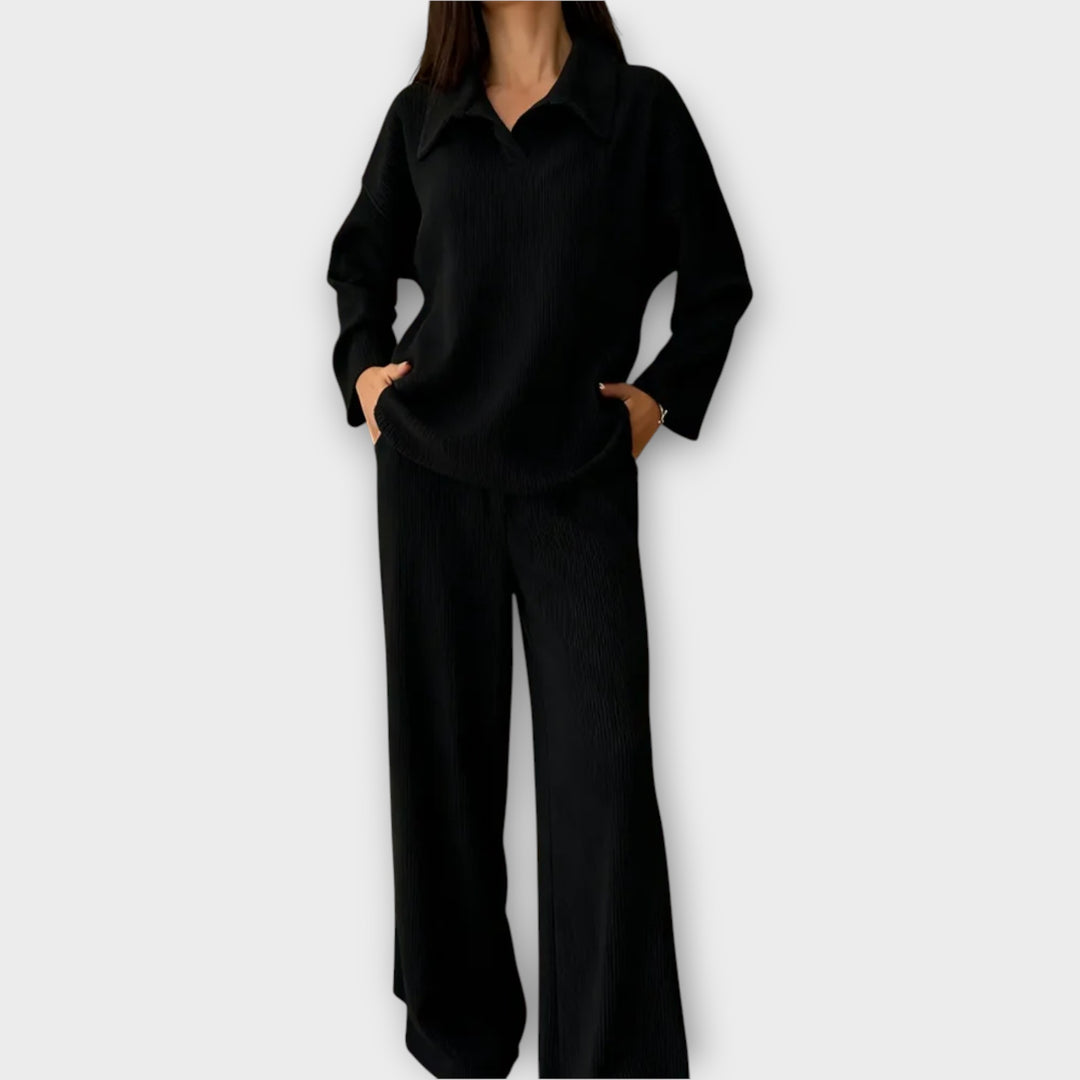 Relaxed Collared Knit Set
