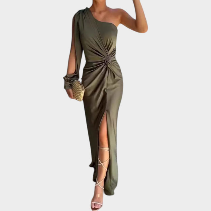 One-Shoulder Ruched Evening Dress