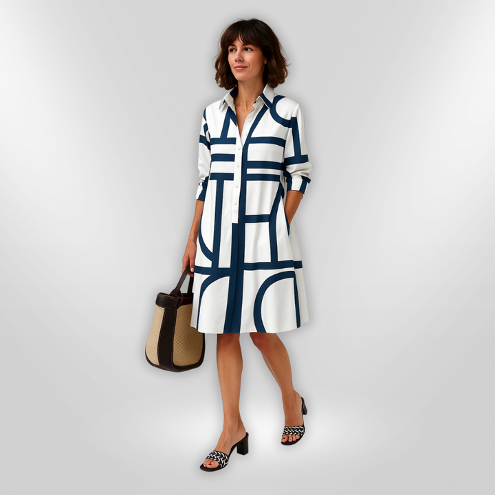 Midi Dress with Geometric Design