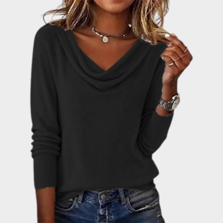 Chic Draped Neck Sweater