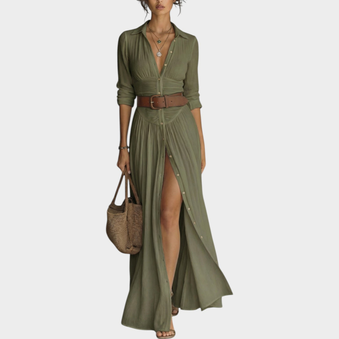 Button-Down Maxi Shirt Dress