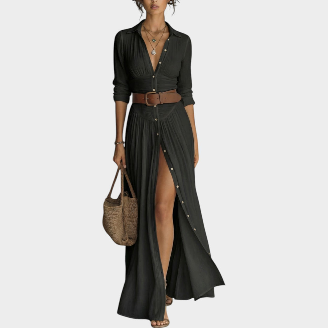 Button-Down Maxi Shirt Dress