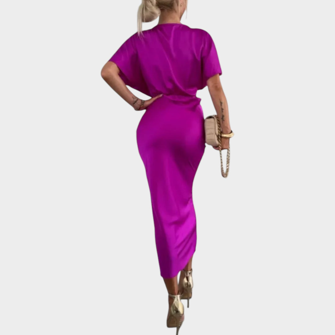 Satin Twist-Front Maxi Dress