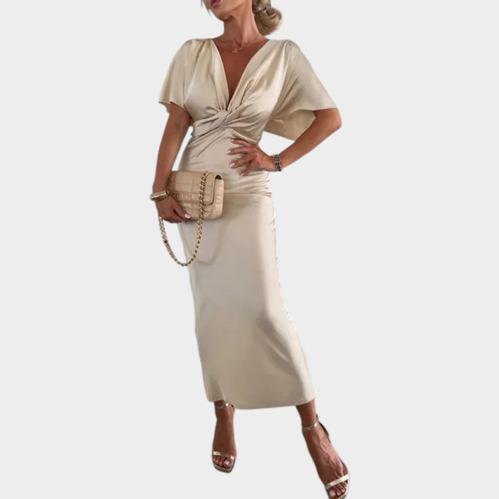 Satin Twist-Front Maxi Dress
