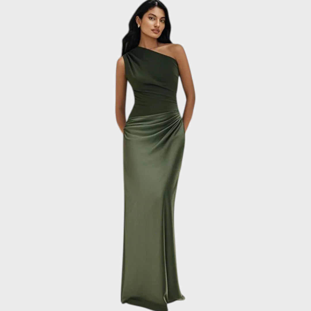 One-Shoulder Satin Maxi Dress