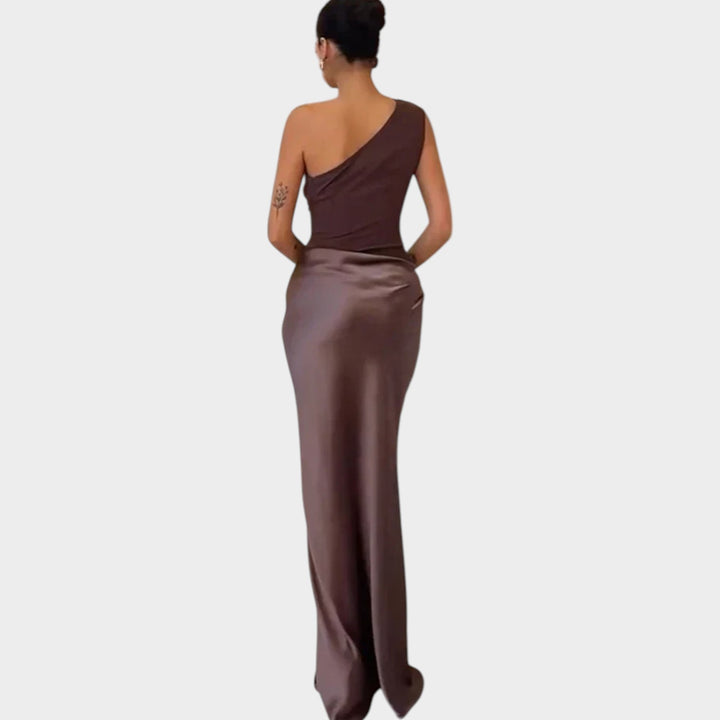 One-Shoulder Satin Maxi Dress