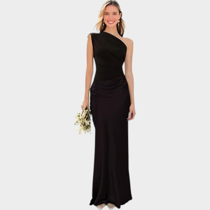 One-Shoulder Satin Maxi Dress