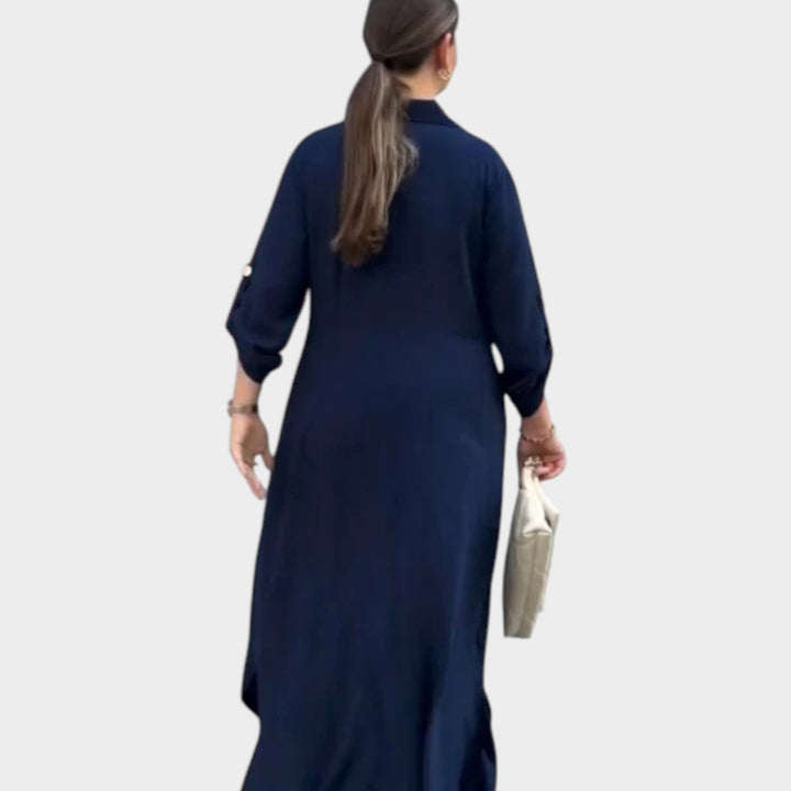 Relaxed Button-Down Midi Shirt Dress