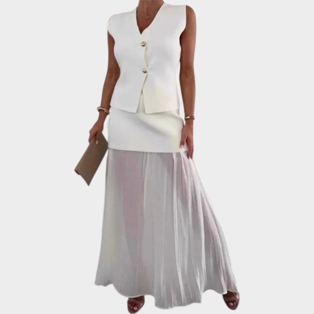 Elegant Two-Piece Sleeveless Maxi Set