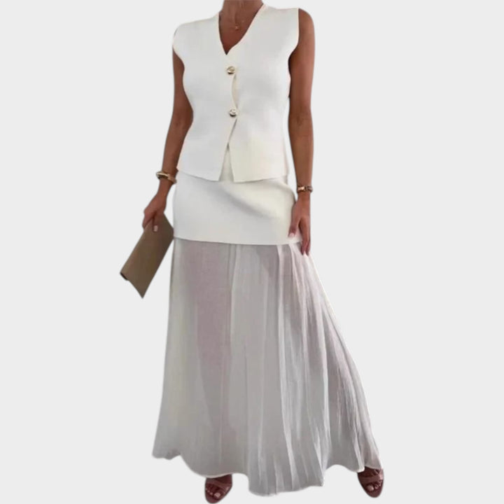 Elegant Two-Piece Sleeveless Maxi Set