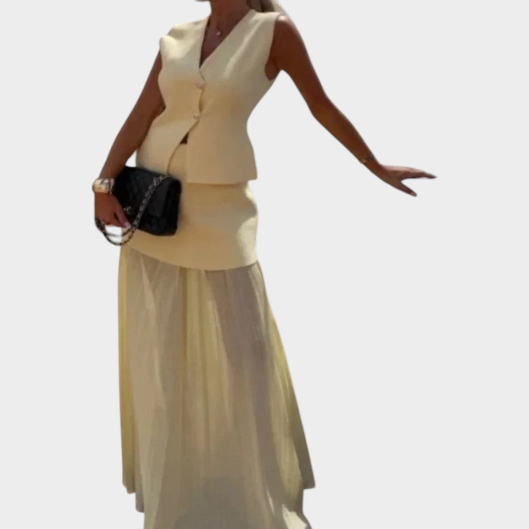Elegant Two-Piece Sleeveless Maxi Set