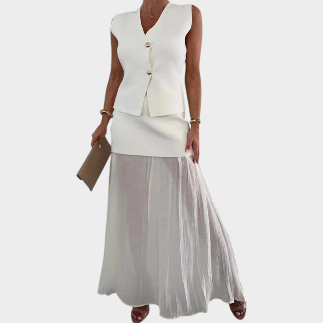 Elegant Two-Piece Sleeveless Maxi Set
