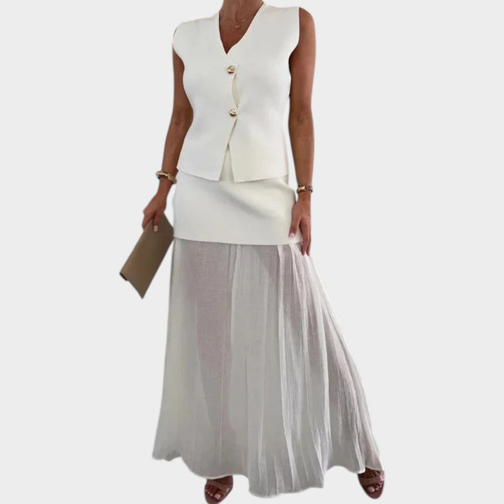 Elegant Two-Piece Sleeveless Maxi Set