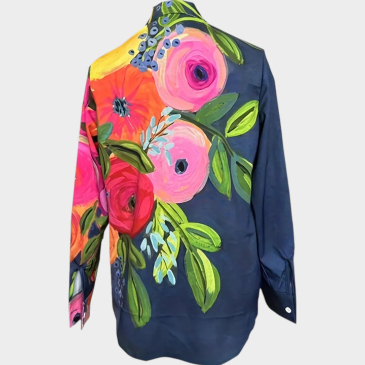 Vibrant Floral Button-Up Blouse