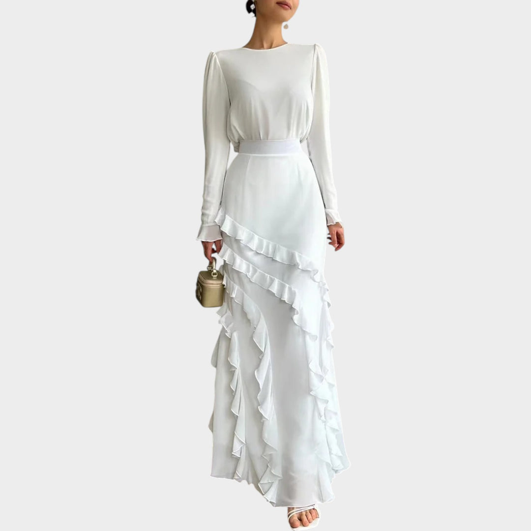 Elegant Ruffle Hem Maxi Dress