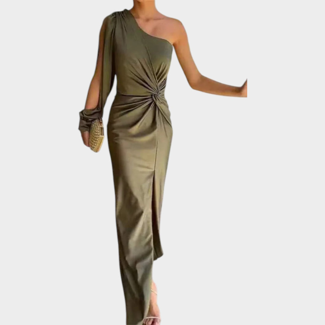 One-Shoulder Ruched Evening Dress