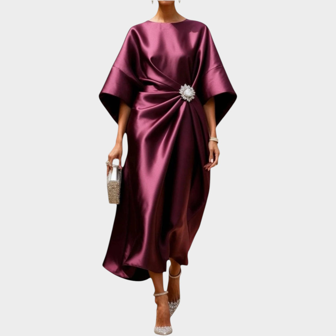 Draped Satin Statement Dress