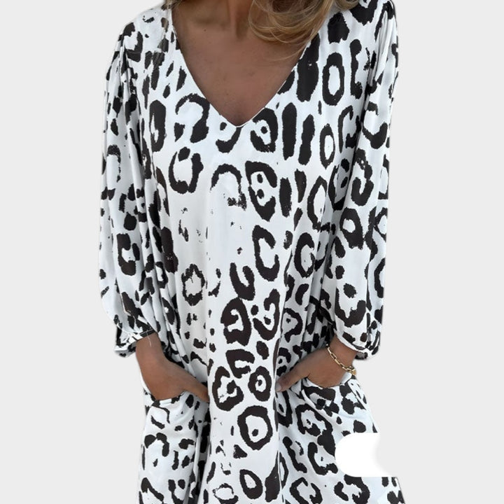 Animal Print V-Neck Maxi Dress