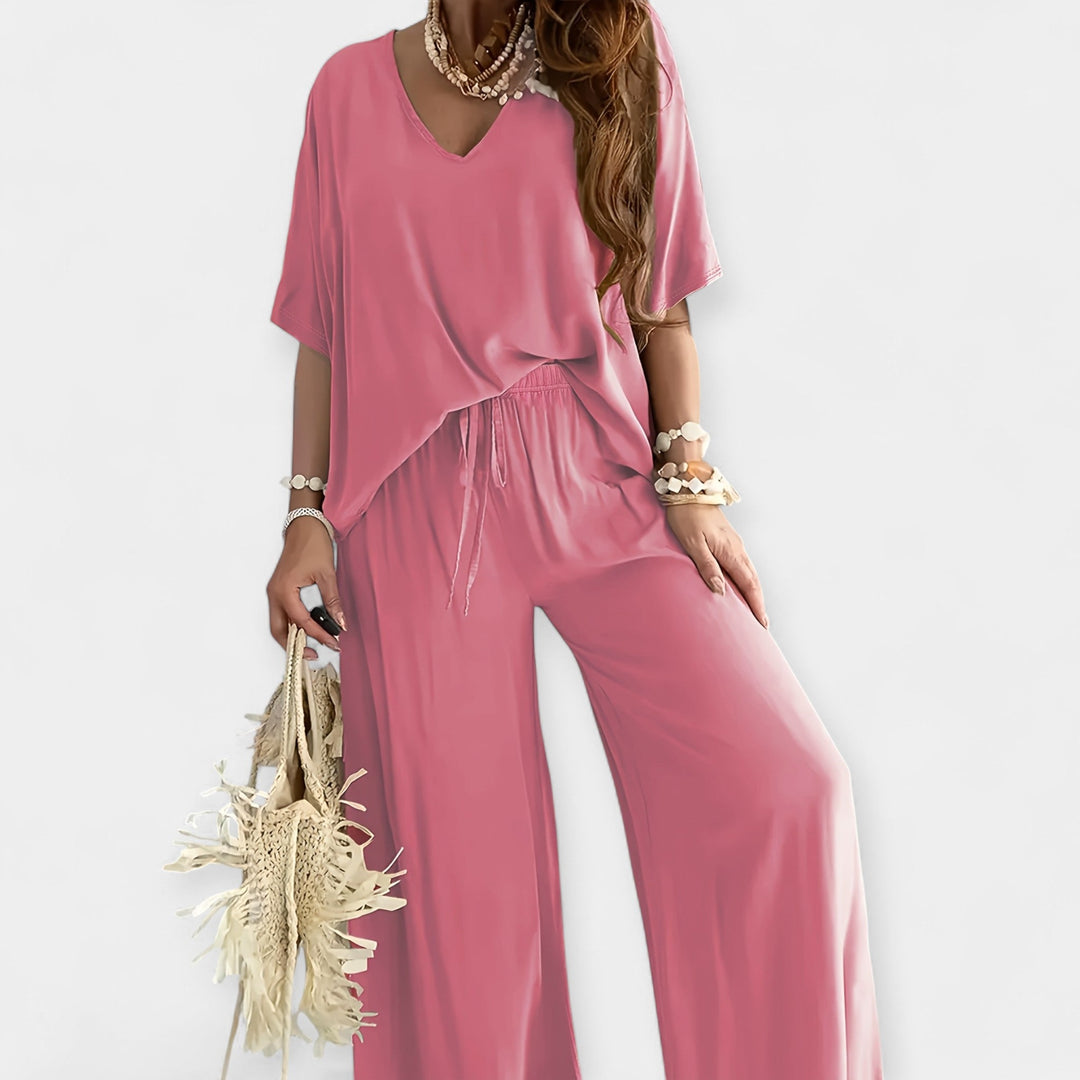 Airy Set with Wide Pants and Loose Blouse