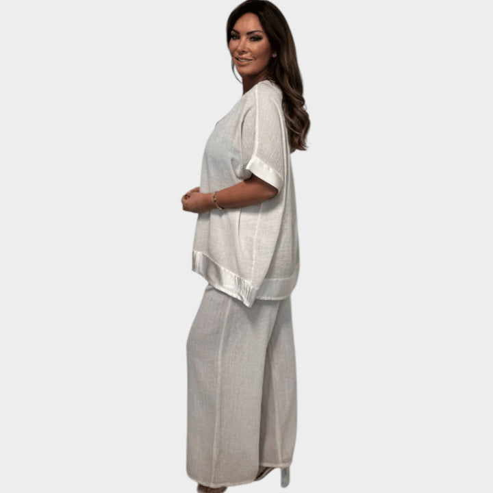Relaxed V-Neck Two-Piece Set