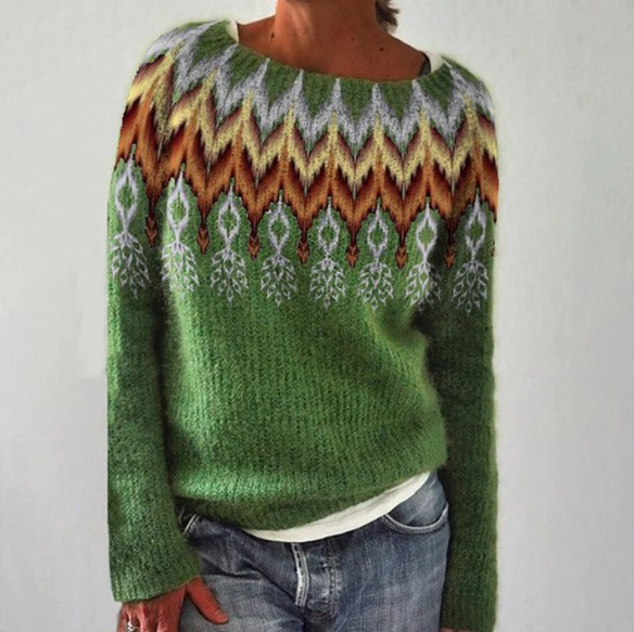 Knitted Blouse with Geometric Design