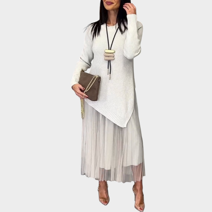 Relaxed Knit & Pleated Midi Set
