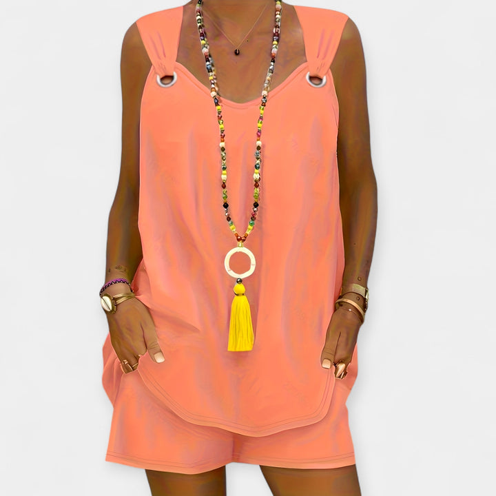 Sleeveless Blouse and Shorts Set
