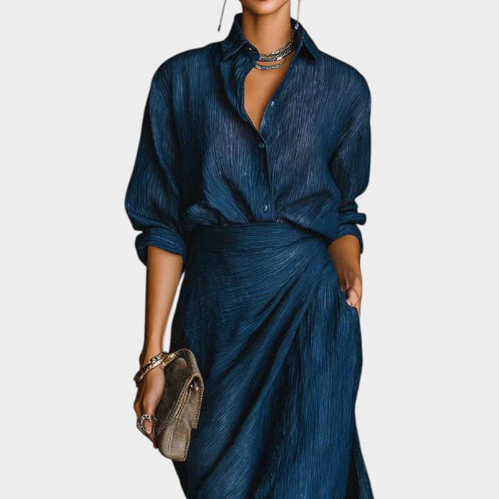 Draped Shirt-Style Maxi Dress
