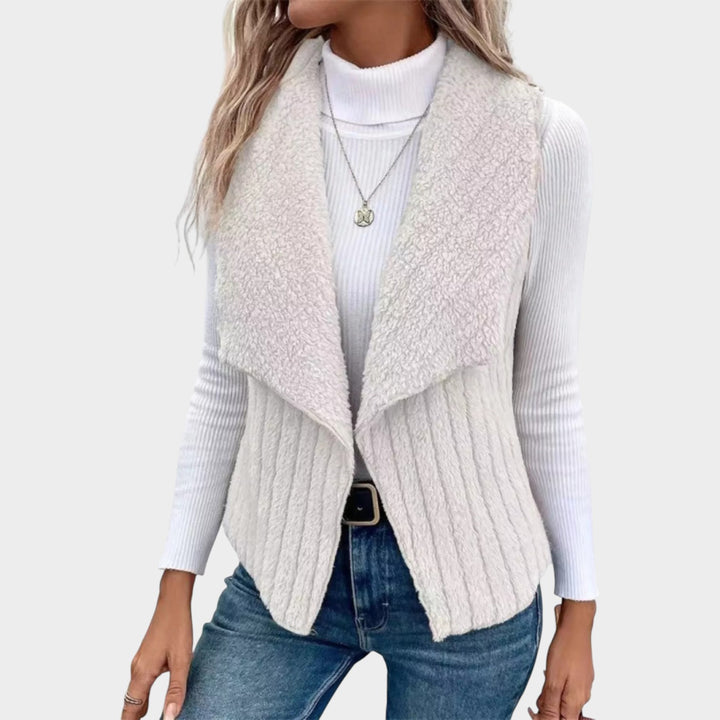 Textured Open-Front Layering Vest