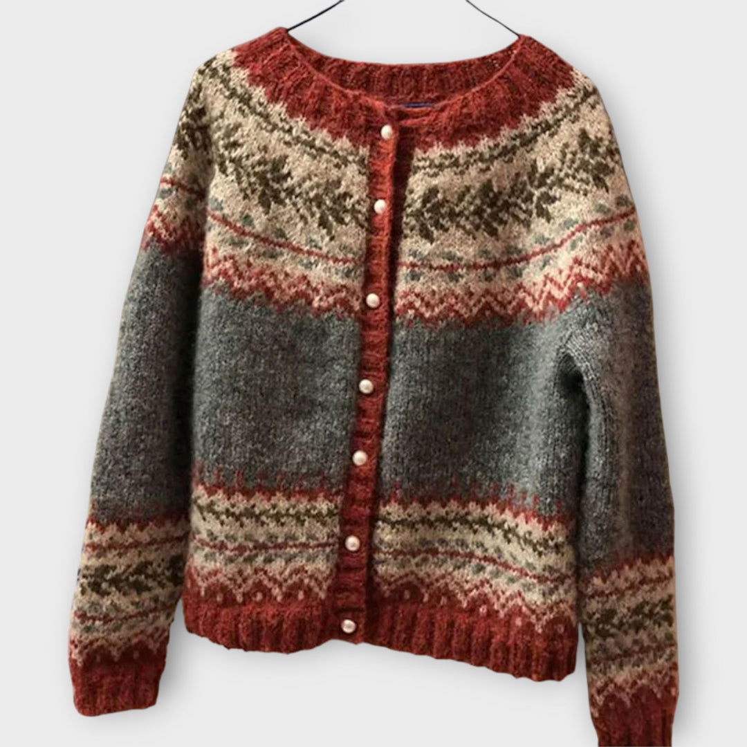 Knit Cardigan with Buttons and Subtle Pattern