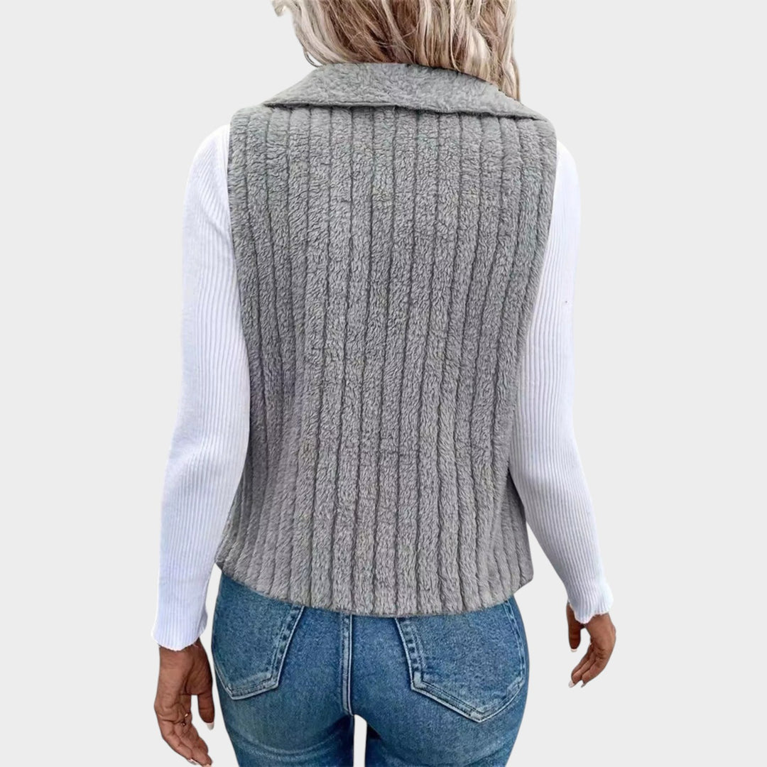 Textured Open-Front Layering Vest