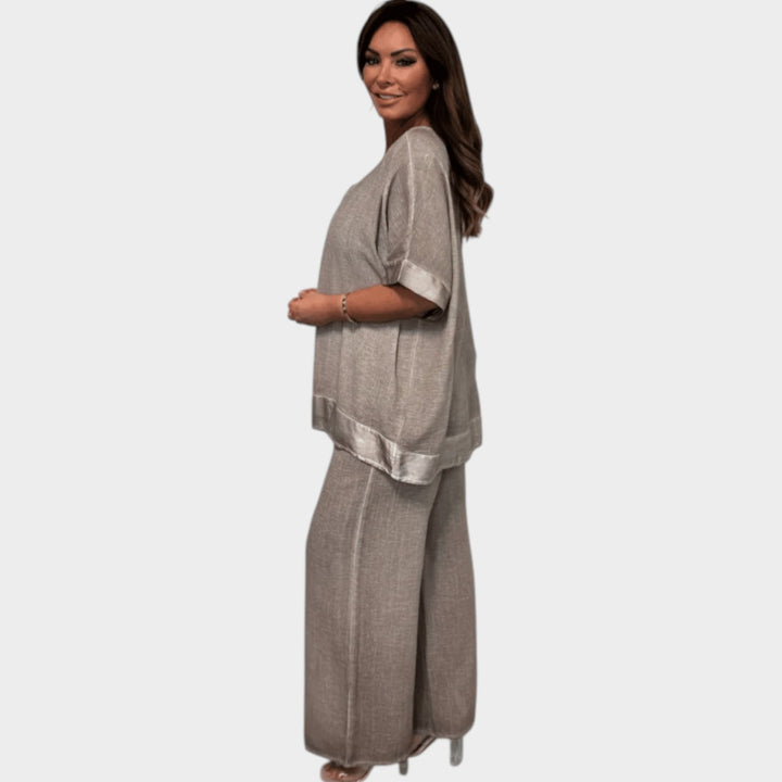 Relaxed V-Neck Two-Piece Set