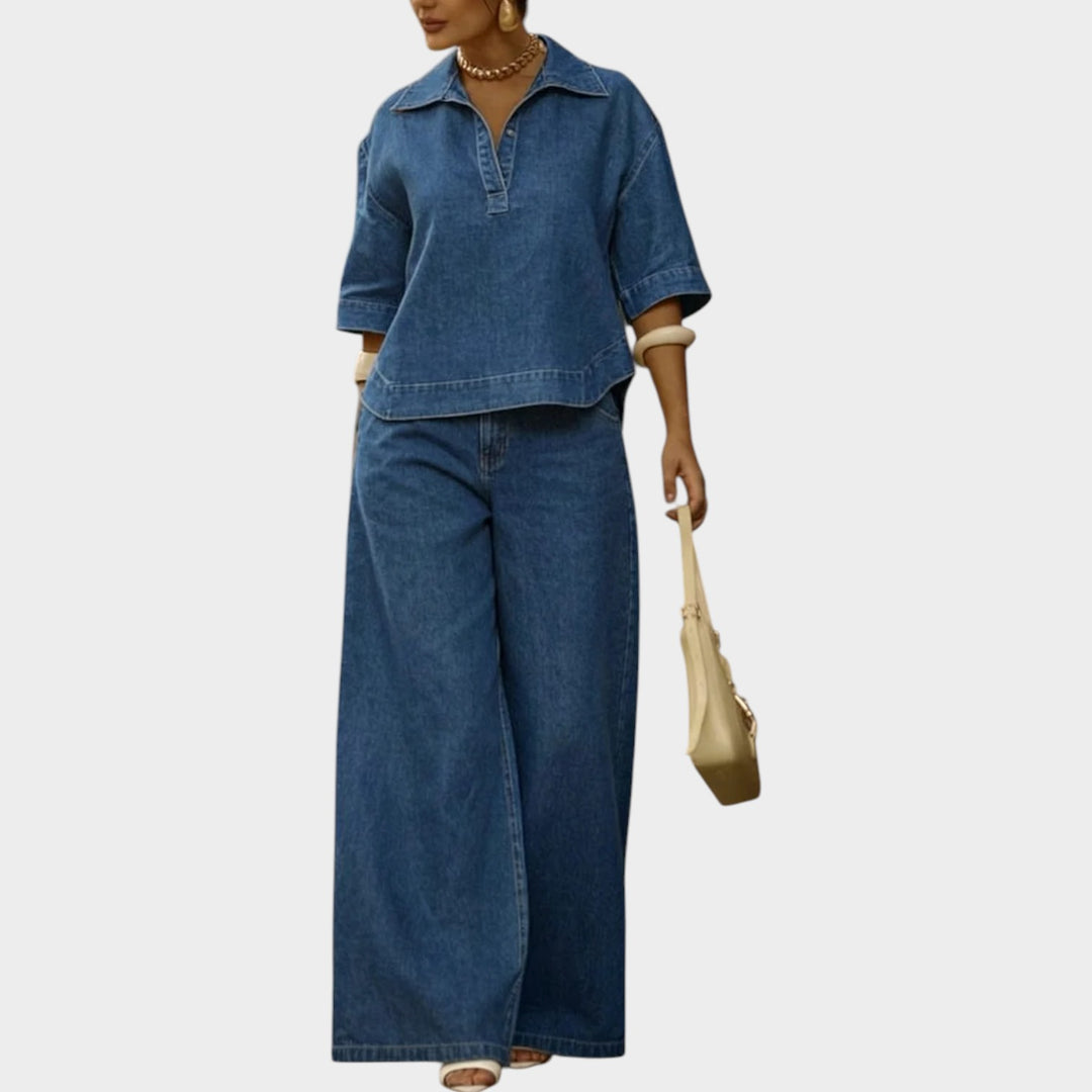 Denim-Inspired Two-Piece Set