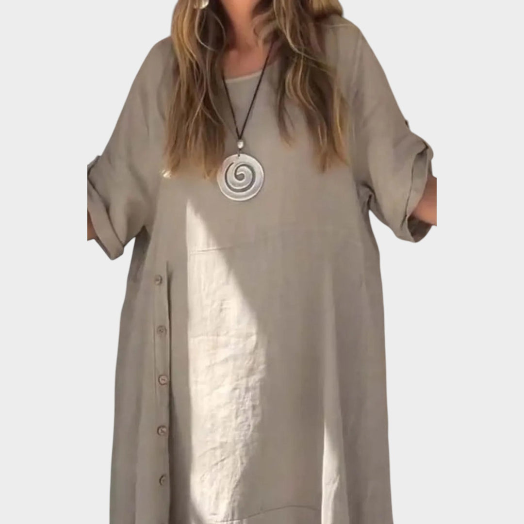 Relaxed Button‑Detail Maxi Dress