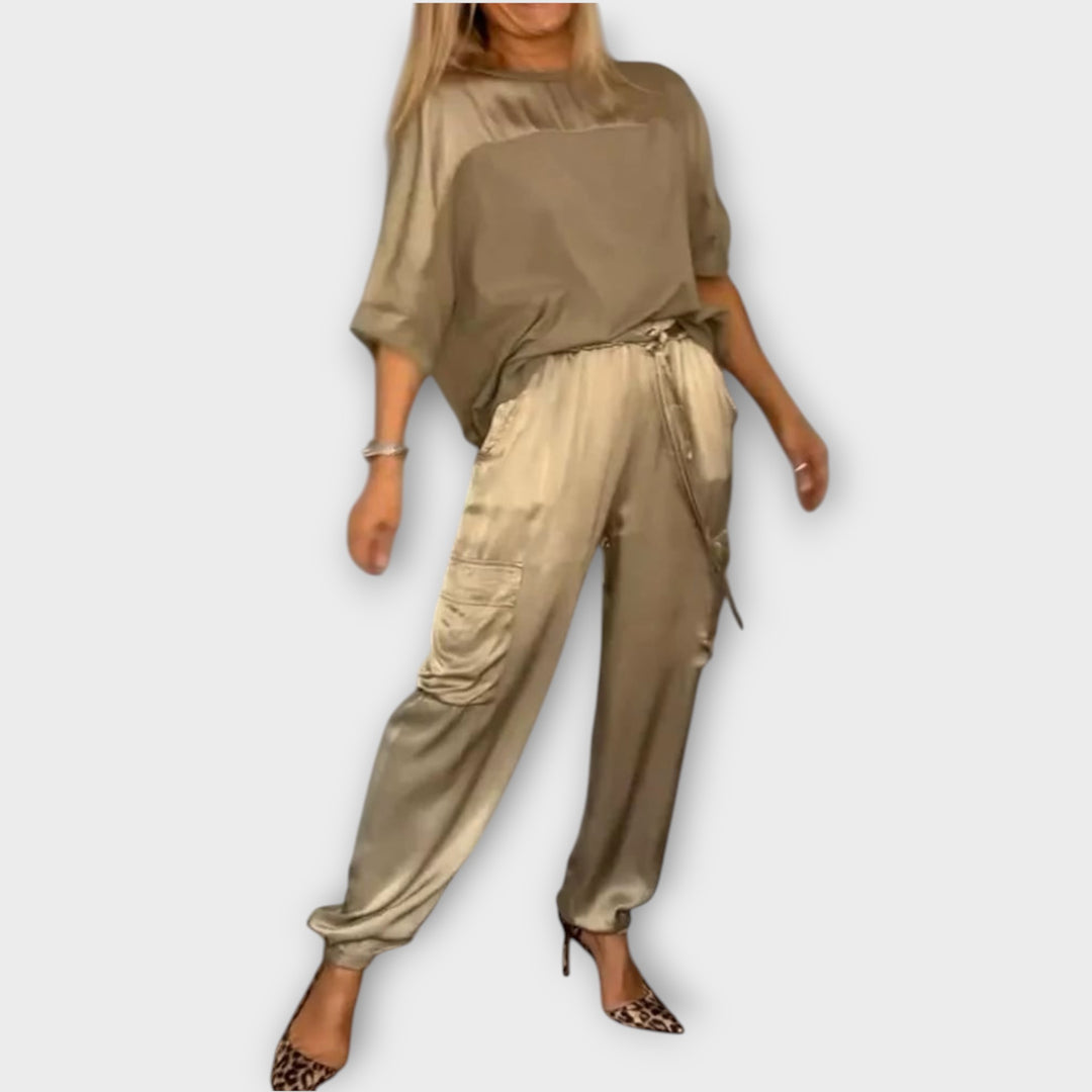 Relaxed Satin Cargo Lounge Set