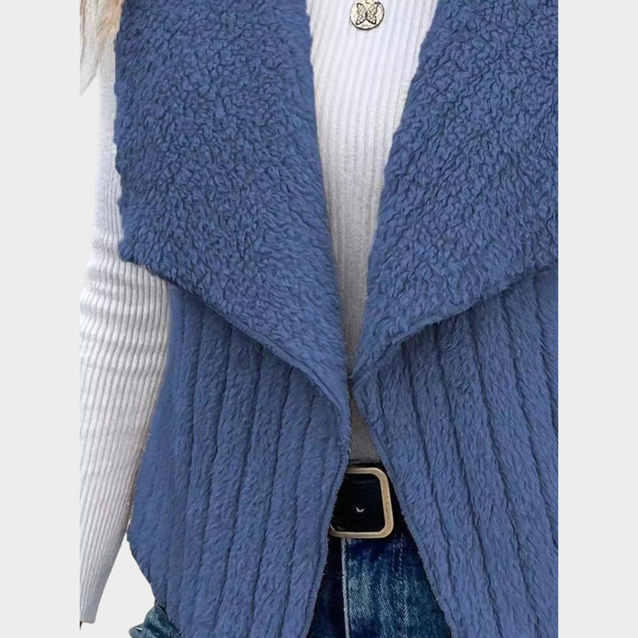 Textured Open-Front Layering Vest