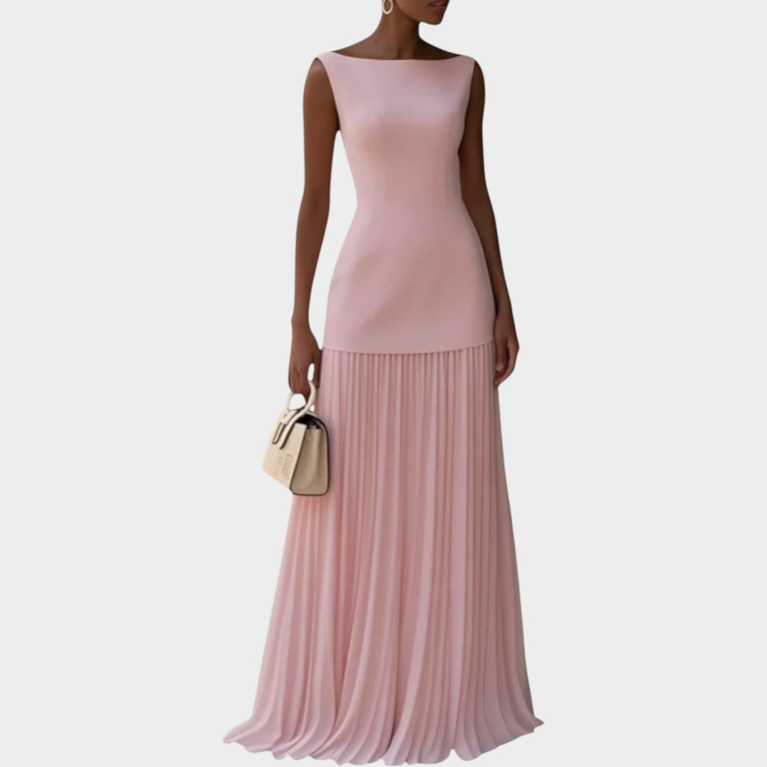 Elegant Pleated Maxi Evening Dress