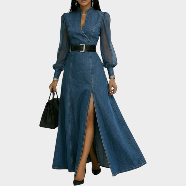 Structured Denim Maxi Dress