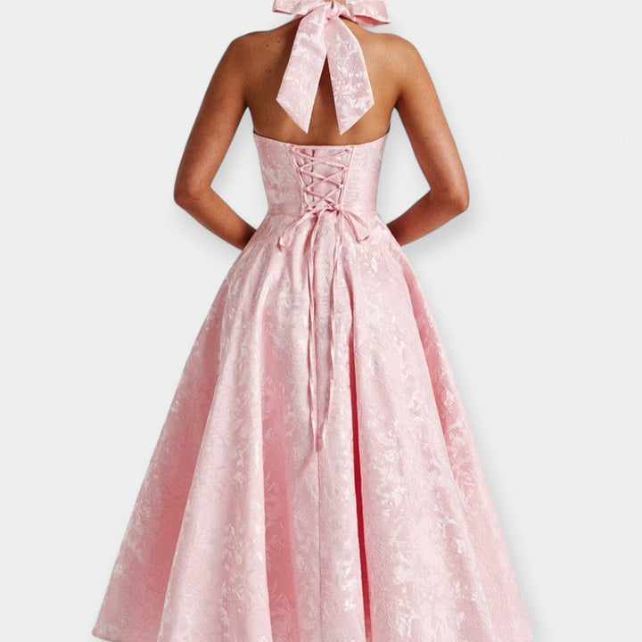 Midi Dress with Open Back and Stylish Corset