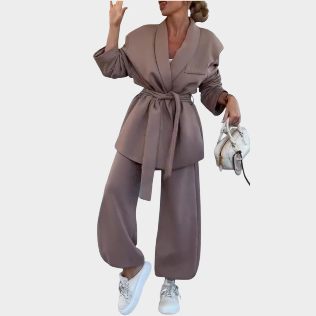 Belted Tailored Two-Piece Set