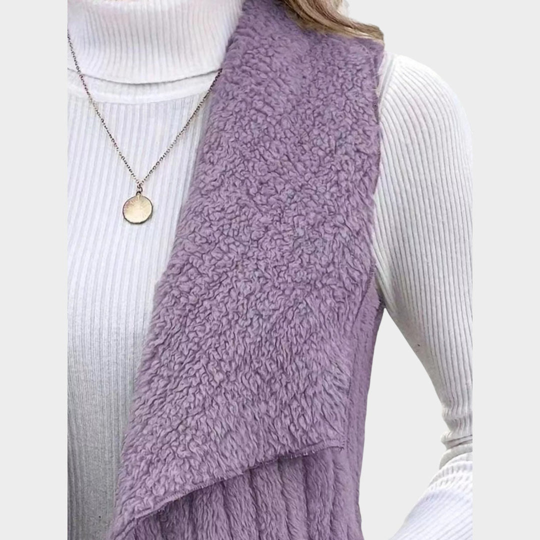 Textured Open-Front Layering Vest