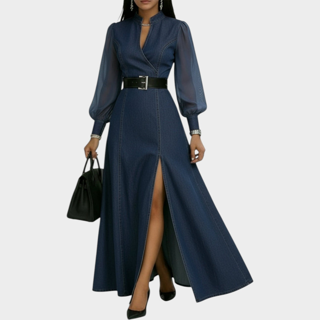 Structured Denim Maxi Dress