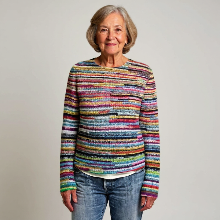 Knitted Sweater with Striped Design